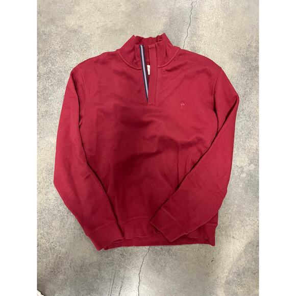 Brooks Brothers Contrast Placket 1/4 Zip Cotton Pique Knit in Red Size L - Picture 1 of 4